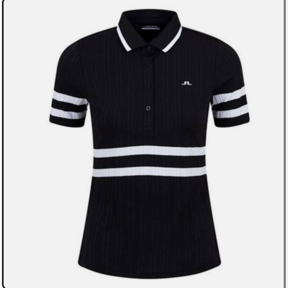J.Lindeberg Golf Women’s Moira Polo Black White New Large